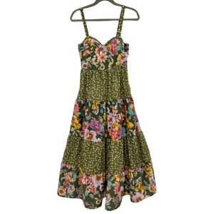 Band of Gypsy’s BOG Floral Corset Top Midi Dress Size Medium Boho Cottage Hippie